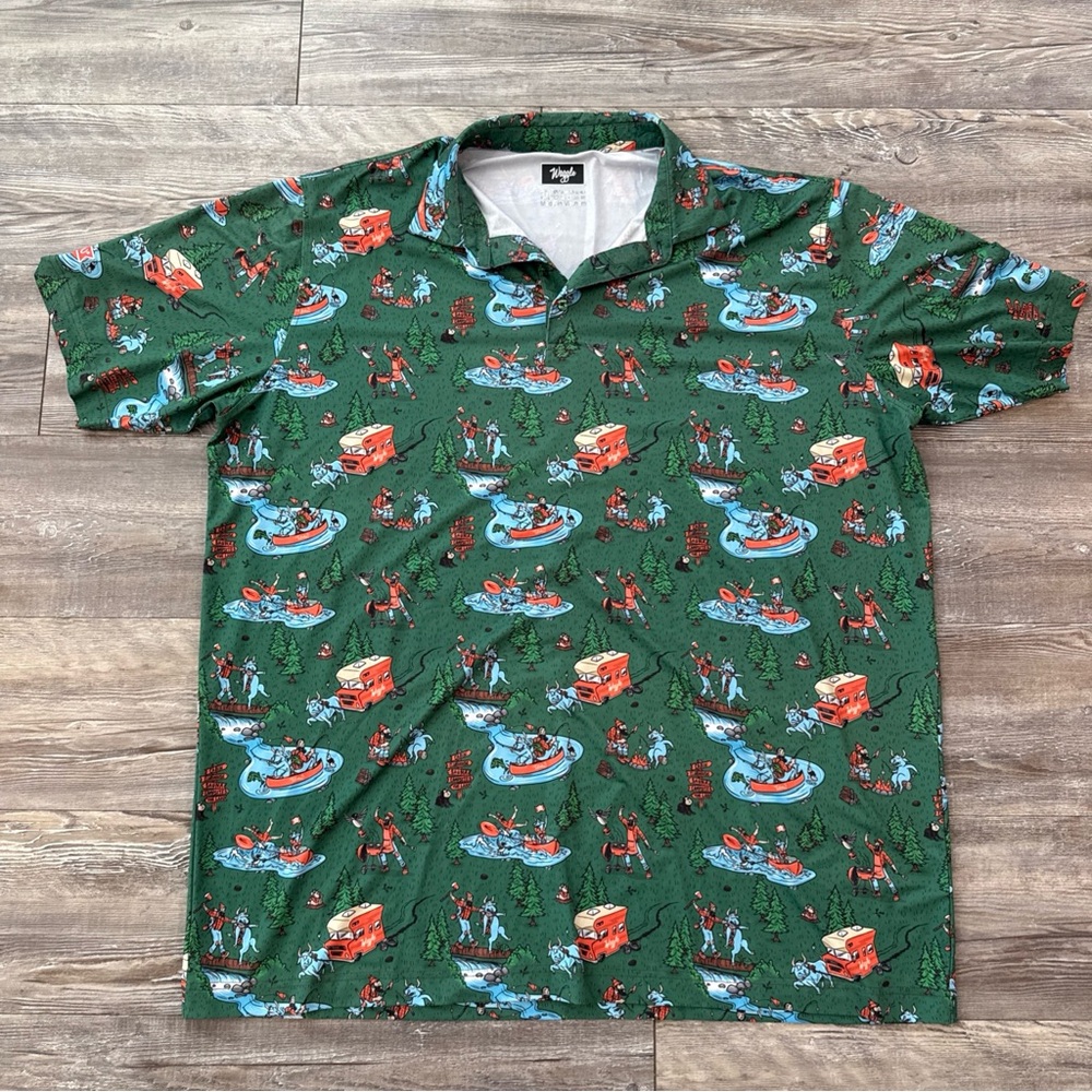 Waggle Golf Polo Shirt Short Sleeve Paul Bunyan Blue Ox Green Stretch Mens 3XL